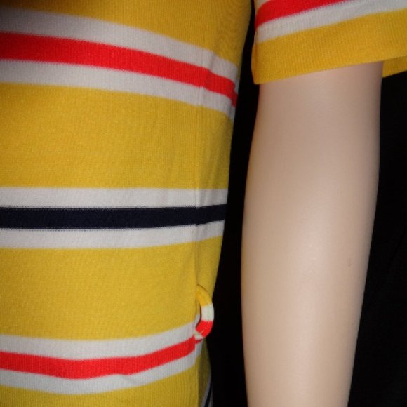 MOD 60's GoGo Girl Yellow Stripe Stretch T shirt - Picture 5 of 7